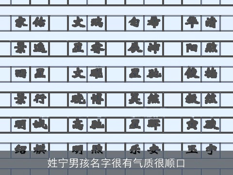 姓宁男孩名字很有气质很顺口