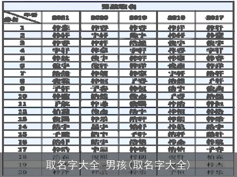 取名字大全 男孩(取名字大全)