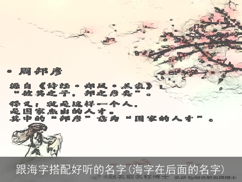 跟海字搭配好听的名字(海字在后面的名字)