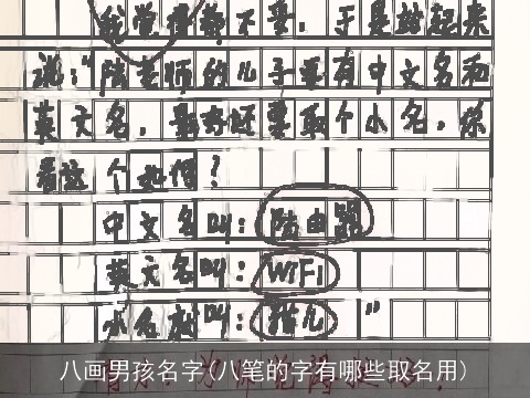 八画男孩名字(八笔的字有哪些取名用)