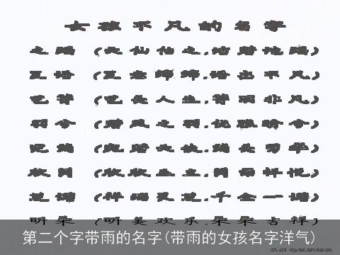 第二个字带雨的名字(带雨的女孩名字洋气)