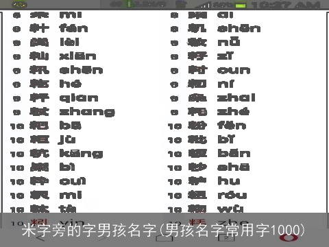 米字旁的字男孩名字(男孩名字常用字1000)