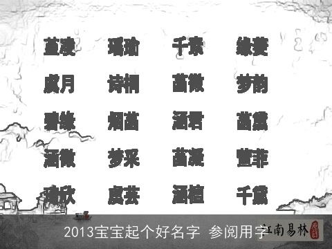2013宝宝起个好名字 参阅用字