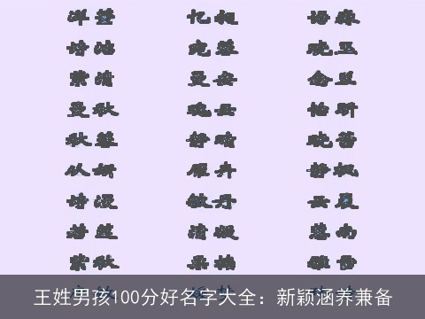 王姓男孩100分好名字大全：新颖涵养兼备