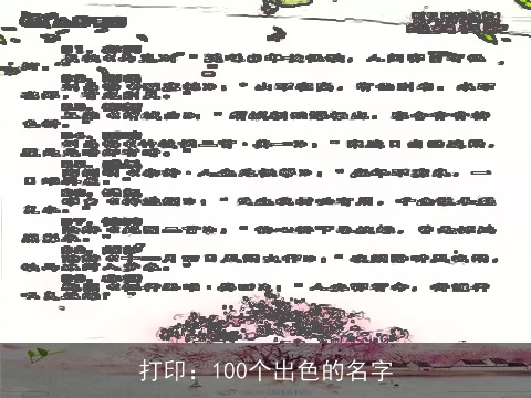 打印：100个出色的名字