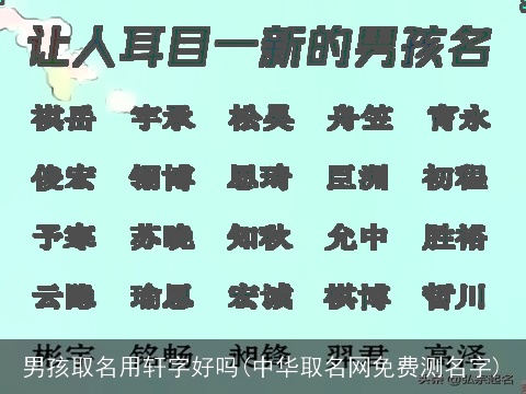 男孩取名用轩字好吗(中华取名网免费测名字)