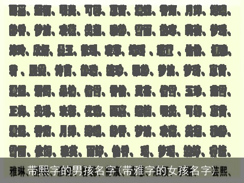 带熙字的男孩名字(带雅字的女孩名字)