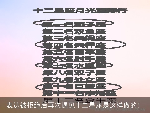 表达被拒绝后再次遇见十二星座是这样做的！