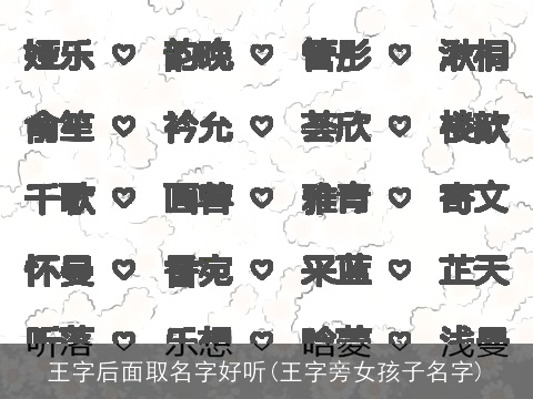 王字后面取名字好听(王字旁女孩子名字)