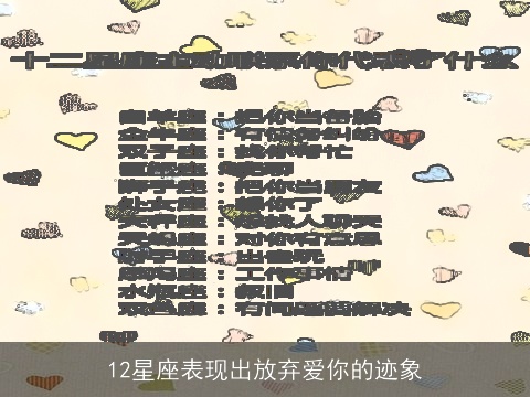 12星座表现出放弃爱你的迹象
