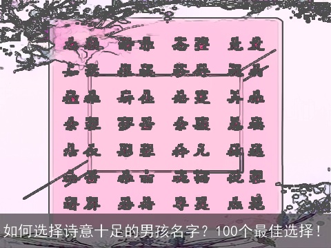 如何选择诗意十足的男孩名字？100个最佳选择！