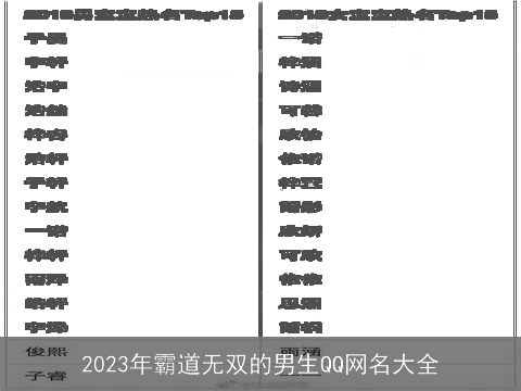 2023年霸道无双的男生QQ网名大全
