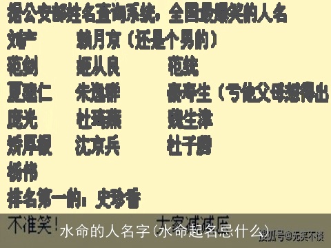 水命的人名字(水命起名忌什么)