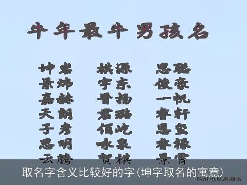取名字含义比较好的字(坤字取名的寓意)