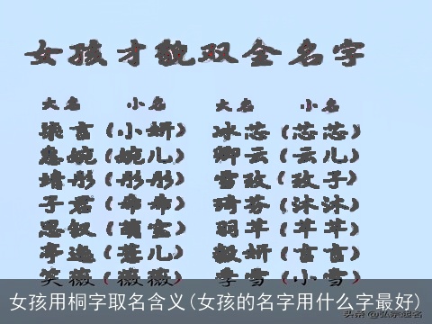 女孩用桐字取名含义(女孩的名字用什么字最好)