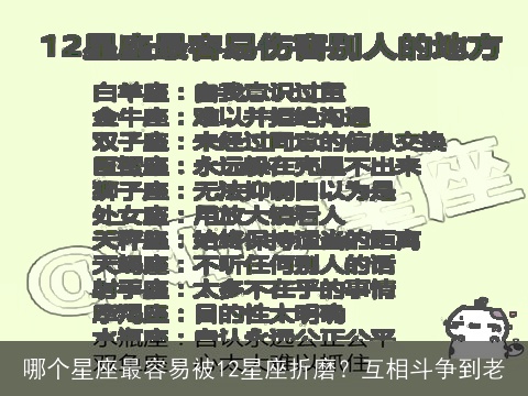 哪个星座最容易被12星座折磨？互相斗争到老