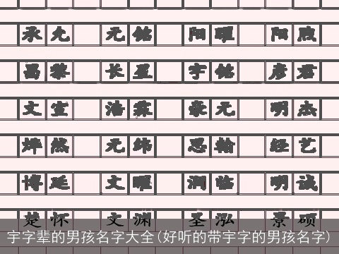 宇字辈的男孩名字大全(好听的带宇字的男孩名字)
