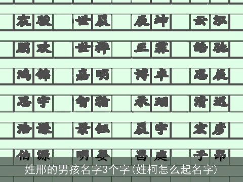 姓邢的男孩名字3个字(姓柯怎么起名字)