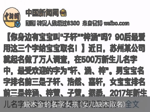 缺木金的名字女孩(女儿缺木取名)