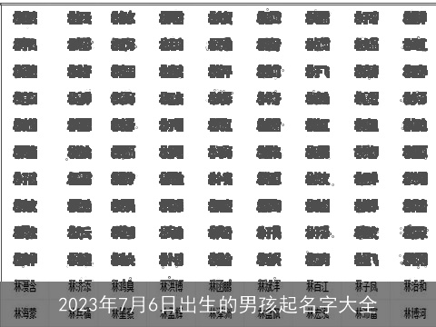 2023年7月6日出生的男孩起名字大全