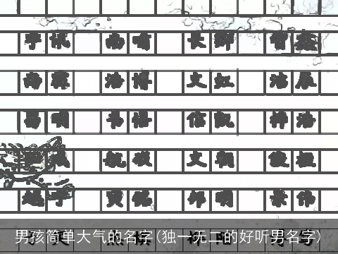 男孩简单大气的名字(独一无二的好听男名字)