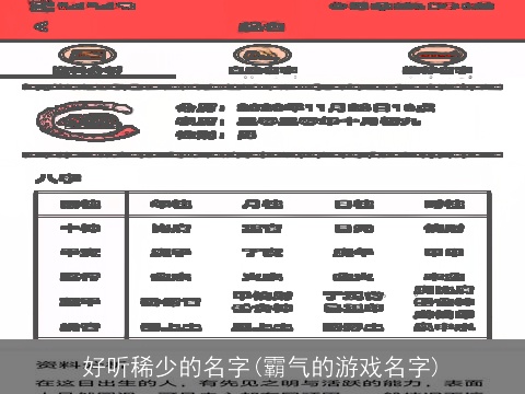 好听稀少的名字(霸气的游戏名字)