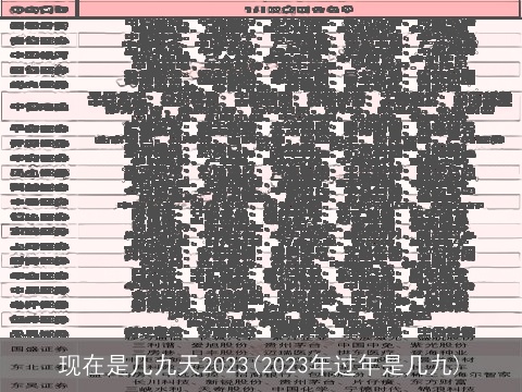 现在是几九天2023(2023年过年是几九)