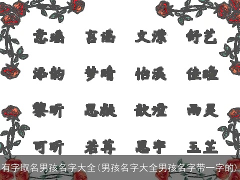 有字取名男孩名字大全(男孩名字大全男孩名字带一字的)