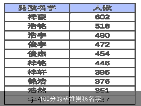 100分的毕姓男孩名字