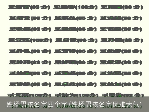 姓杨男孩名字四个字(姓杨男孩名字优雅大气)