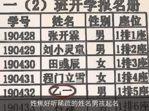 姓焦好听稀疏的姓名男孩起名