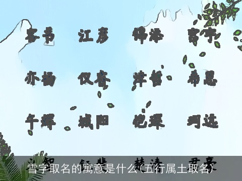 雪字取名的寓意是什么(五行属土取名)
