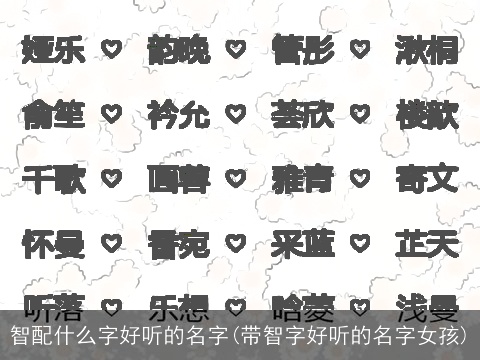 智配什么字好听的名字(带智字好听的名字女孩)