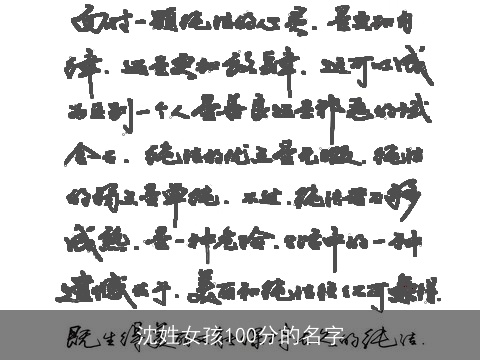 沈姓女孩100分的名字