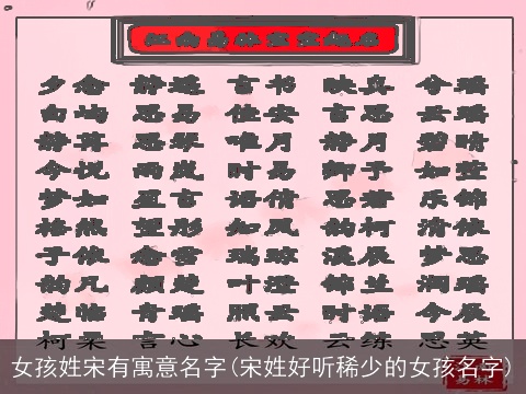 女孩姓宋有寓意名字(宋姓好听稀少的女孩名字)