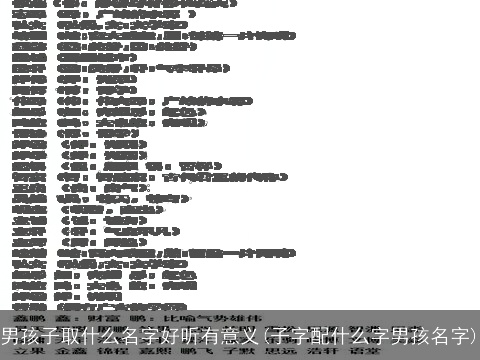男孩子取什么名字好听有意义(子字配什么字男孩名字)