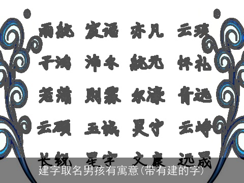 建字取名男孩有寓意(带有建的字)