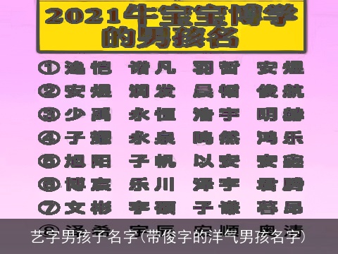 艺字男孩子名字(带俊字的洋气男孩名字)