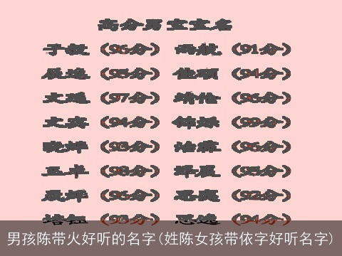 男孩陈带火好听的名字(姓陈女孩带依字好听名字)