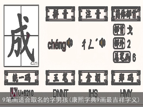 9笔画适合取名的字男孩(康熙字典9画最吉祥字义)