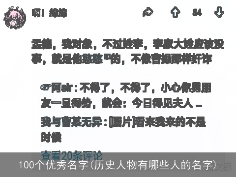100个优秀名字(历史人物有哪些人的名字)