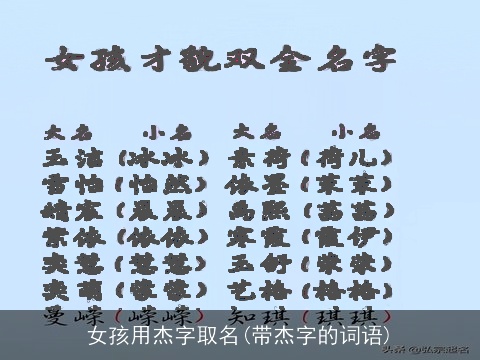 女孩用杰字取名(带杰字的词语)