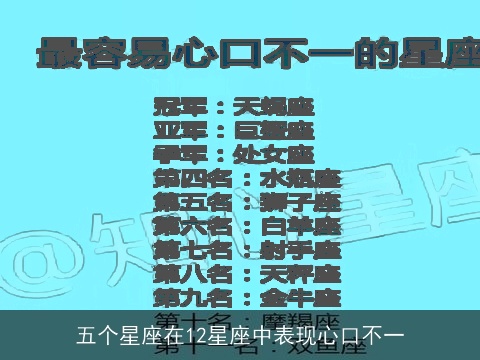 五个星座在12星座中表现心口不一