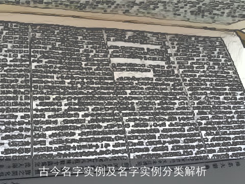古今名字实例及名字实例分类解析