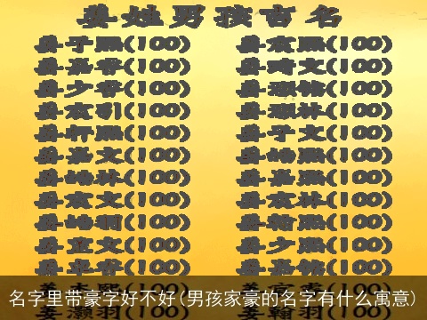 名字里带豪字好不好(男孩家豪的名字有什么寓意)