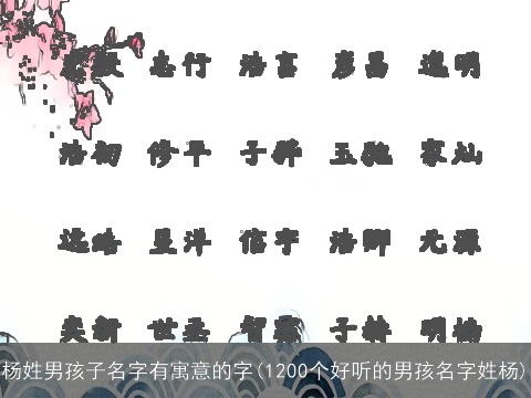 杨姓男孩子名字有寓意的字(1200个好听的男孩名字姓杨)