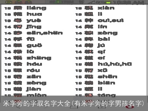 米字旁的字取名字大全(有米字旁的字男孩名字)