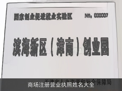 商场注册营业执照姓名大全