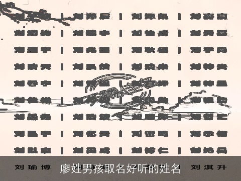 廖姓男孩取名好听的姓名
