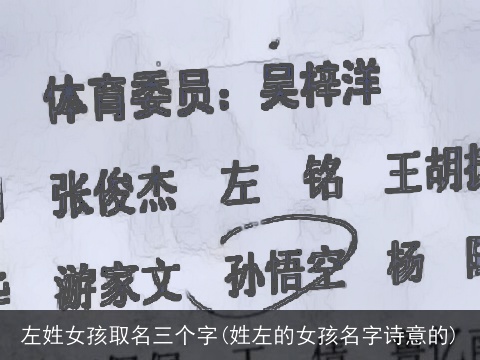 左姓女孩取名三个字(姓左的女孩名字诗意的)
